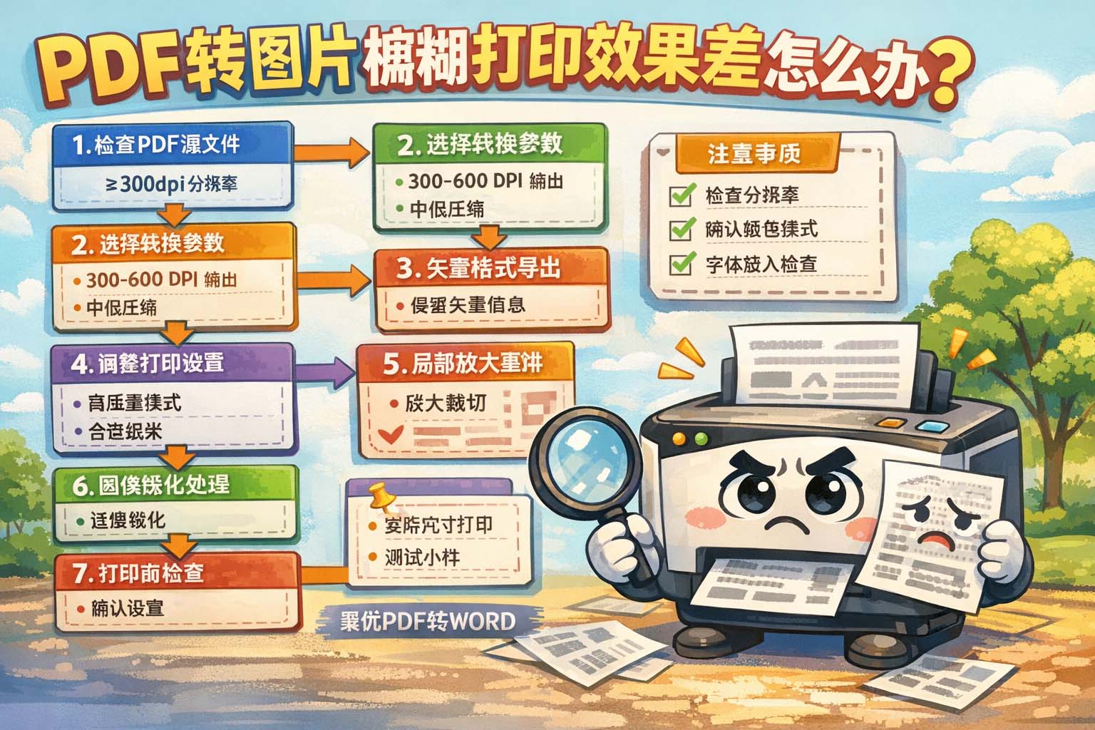 PDF转图片模糊后打印效果差怎么办?
