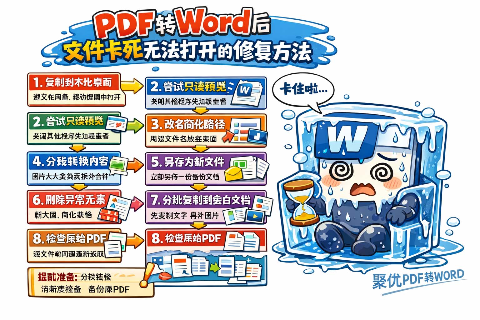 PDF转Word后文件卡死无法打开的修复方法